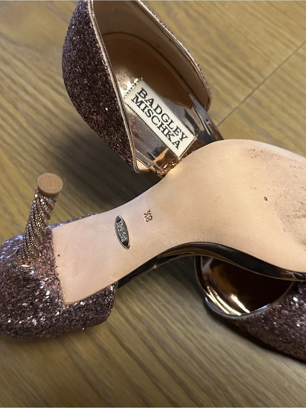 Badgley Mischka glitter covered